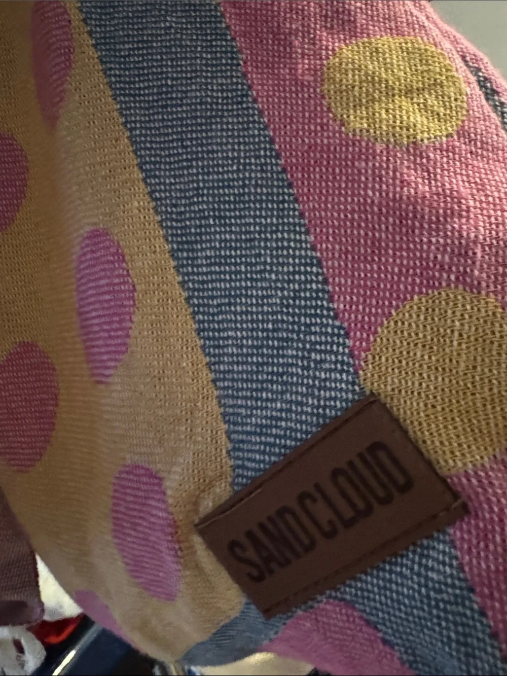New Polka Dot Canvas Drawstring Backpack - Towel Blankey Pink & Yellow